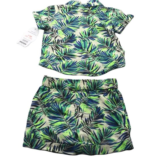 Wonder Nation Boy's 2 Piece Shirt and Short Set 3-6 Month Green New With Tags - Picture 2 of 16